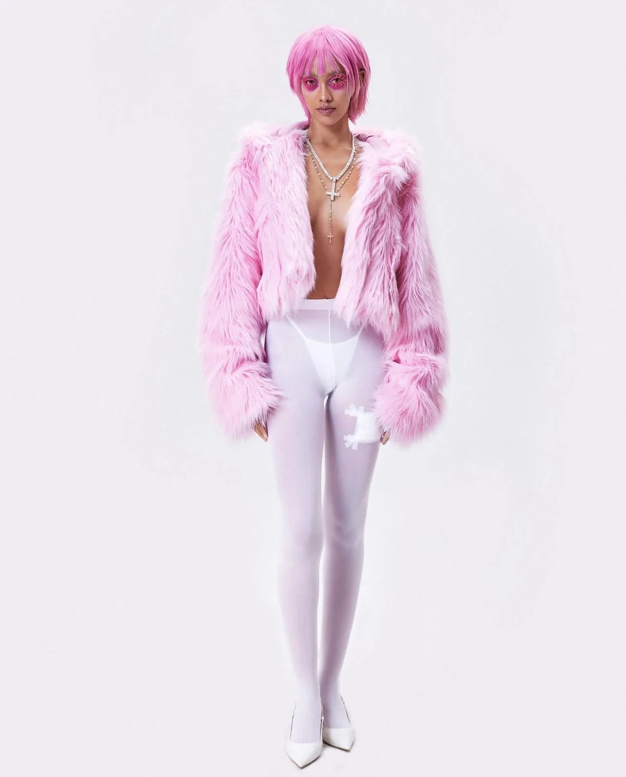 005 CHAOS DREAM FUR CROPPED JACKET - Image 3