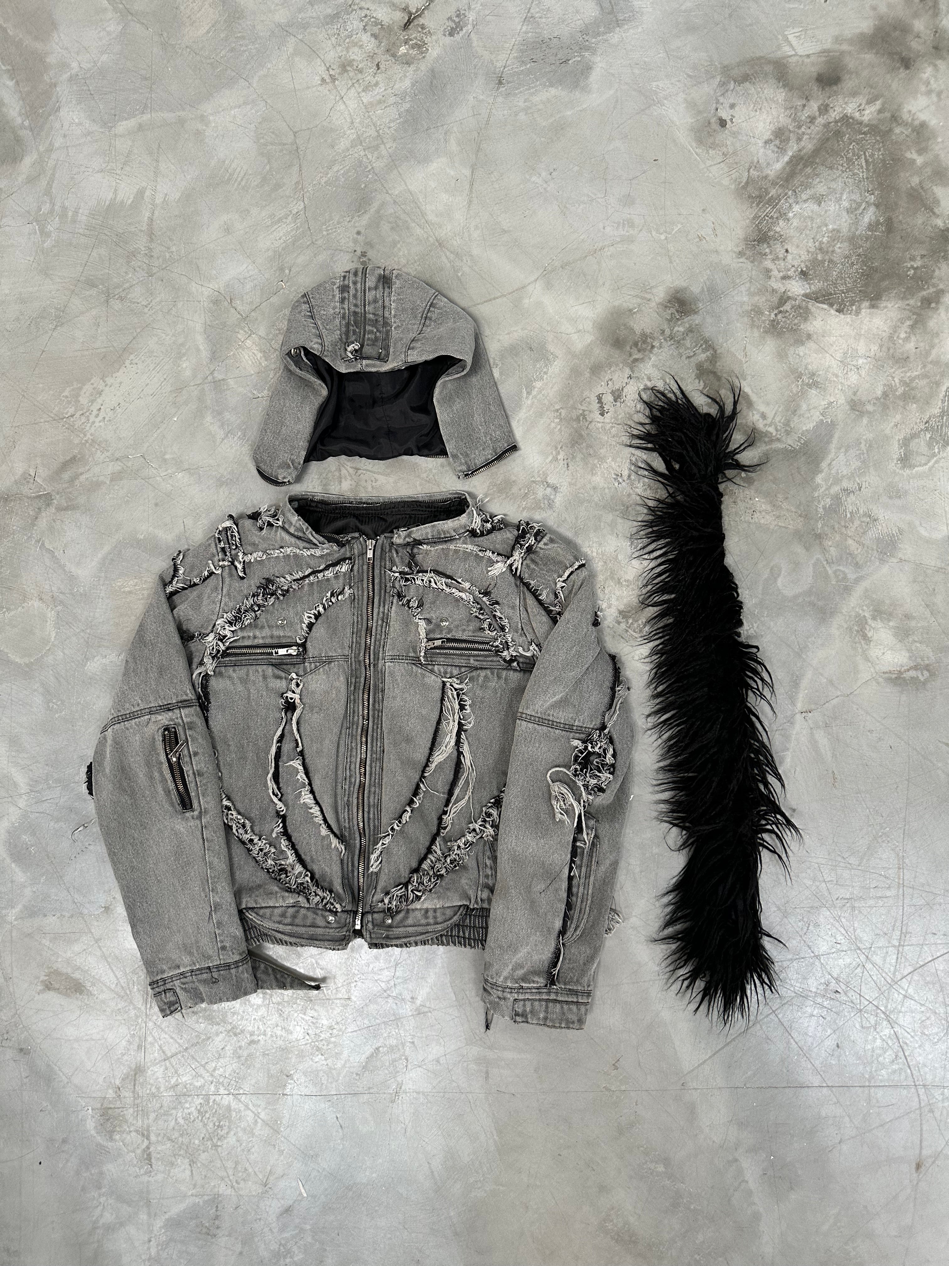 005 CHAOS DREAM FUR DENIM JACKET - Image 12