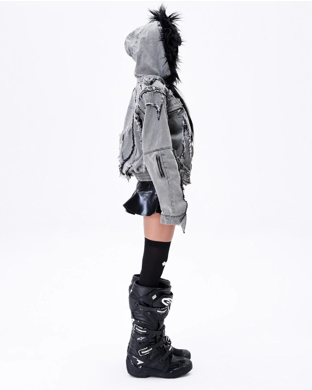 005 CHAOS DREAM FUR DENIM JACKET - Image 3