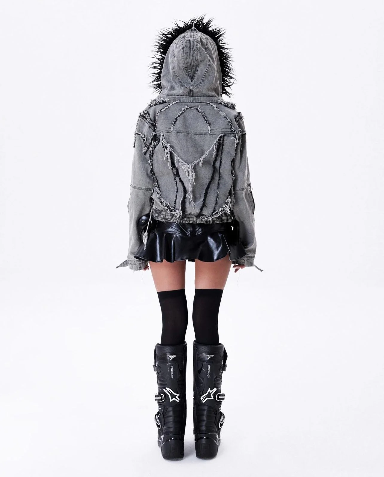 005 CHAOS DREAM FUR DENIM JACKET - Image 4