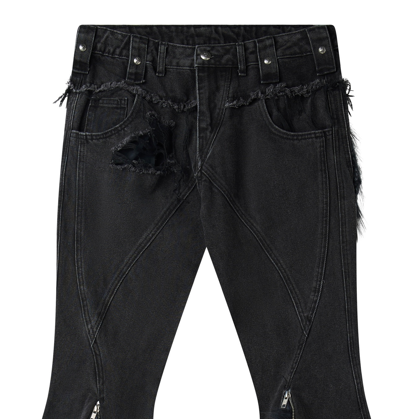 "005 CHAOS DREAM" FUR FLARE JEANS - Image 4
