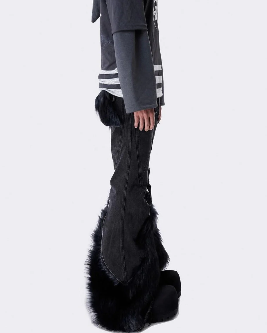 "005 CHAOS DREAM" FUR FLARE JEANS - Image 7
