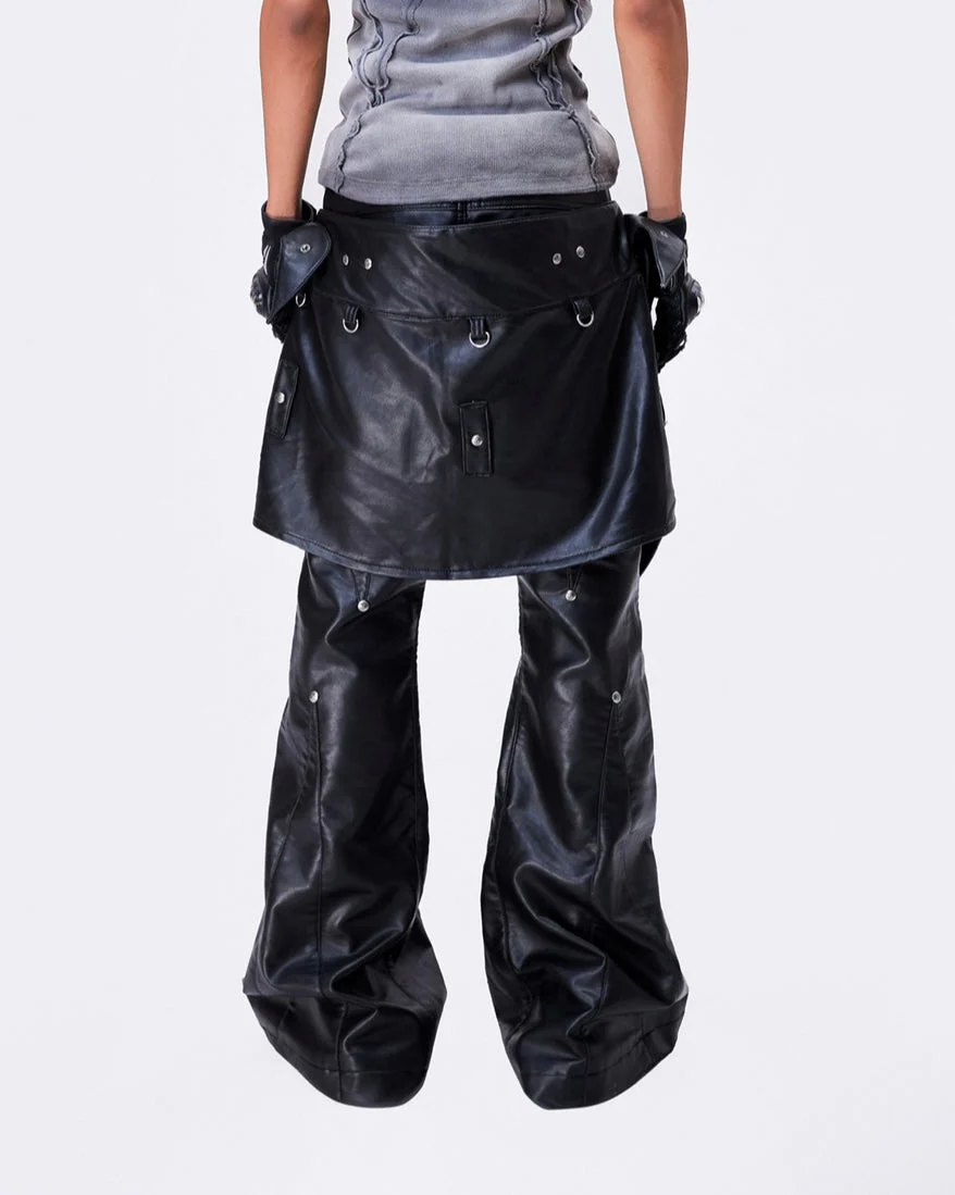 "005 CHAOS DREAM" LEATHER SKIRT PANTS - Image 6