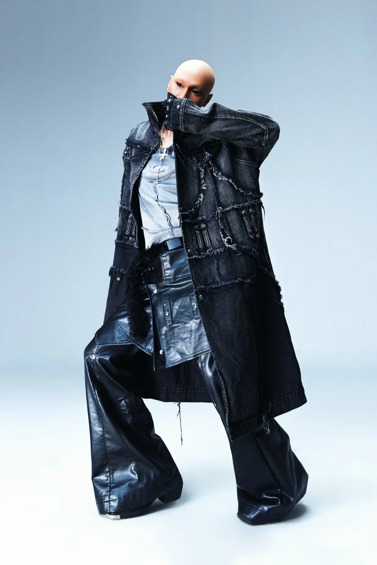 "005 CHAOS DREAM" LEATHER SKIRT PANTS - Image 9