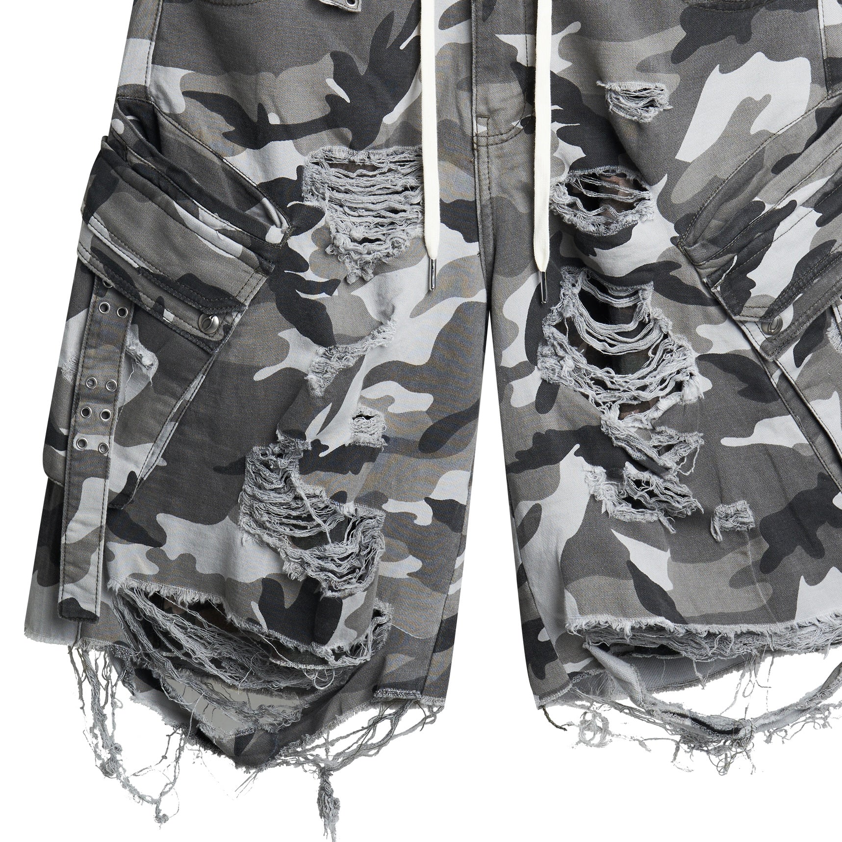 "005 CHAOS DREAM" WAXED CAMO JORTS - Image 5