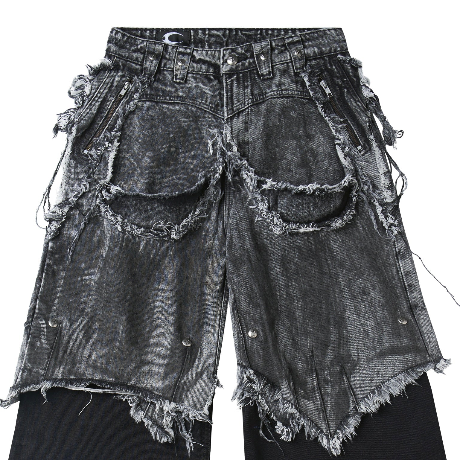 "005 CHAOS DREAM" WAXED GREY LAYER PANTS - Image 3