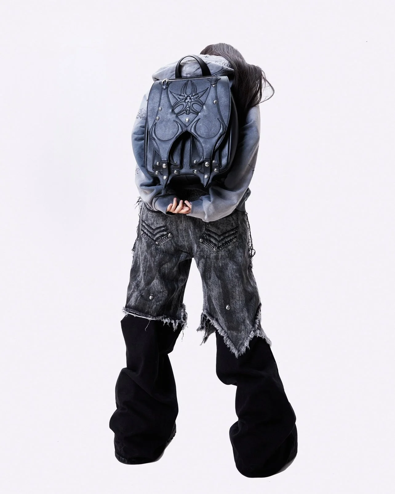"005 CHAOS DREAM" WAXED GREY LAYER PANTS - Image 7
