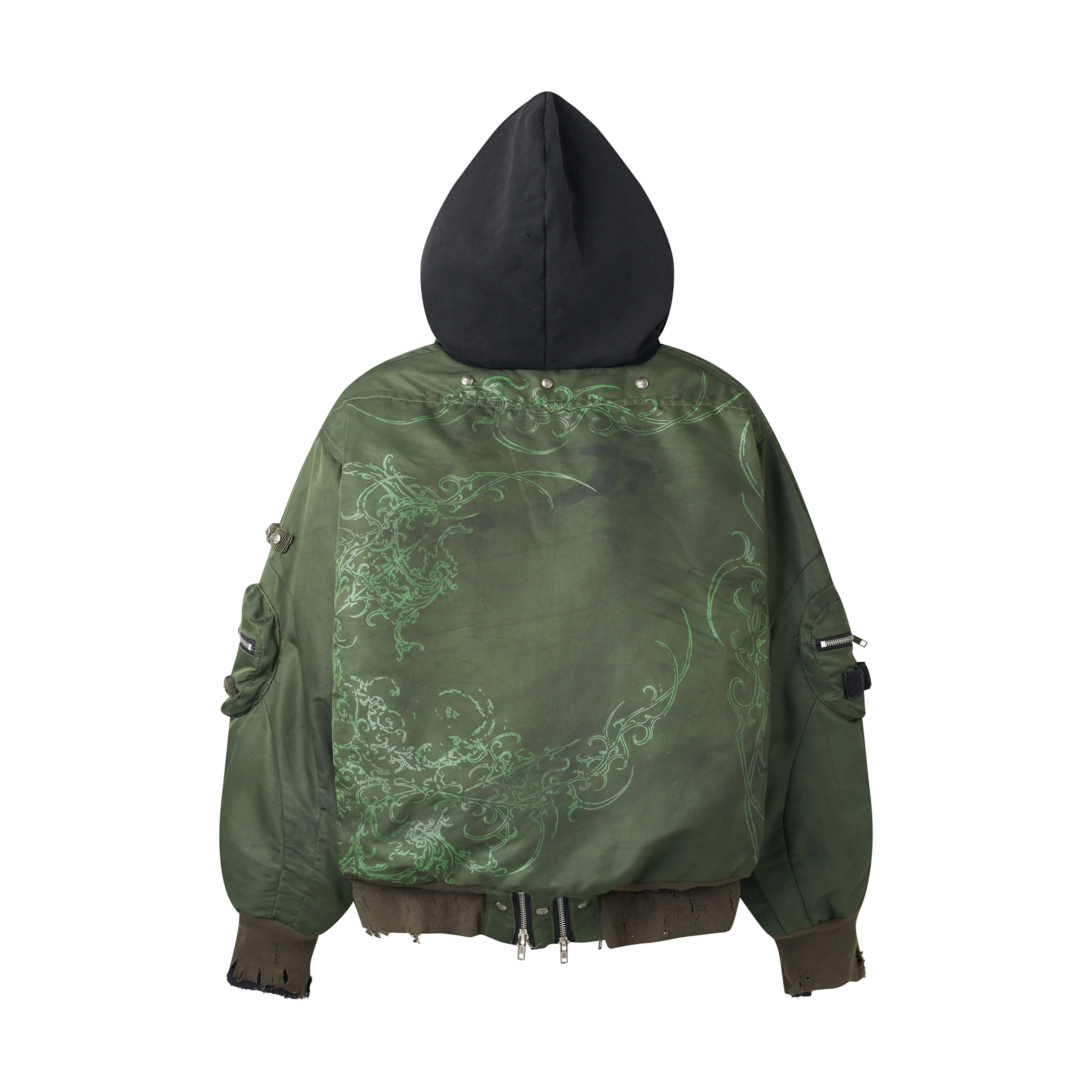 COZY CHAOS OLIVE REVERSIBLE BOMBER JACKET - Image 7