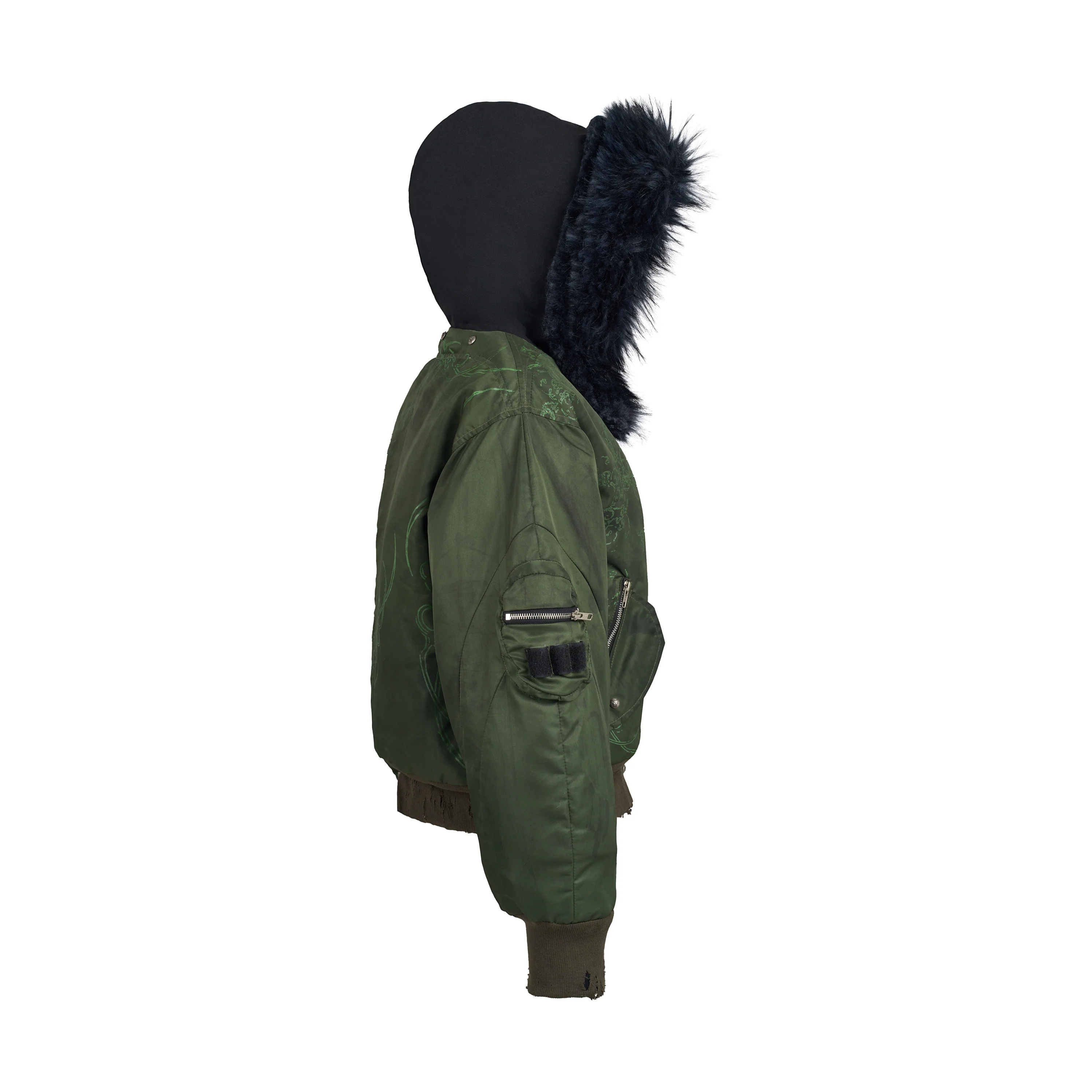COZY CHAOS OLIVE REVERSIBLE BOMBER JACKET - Image 8