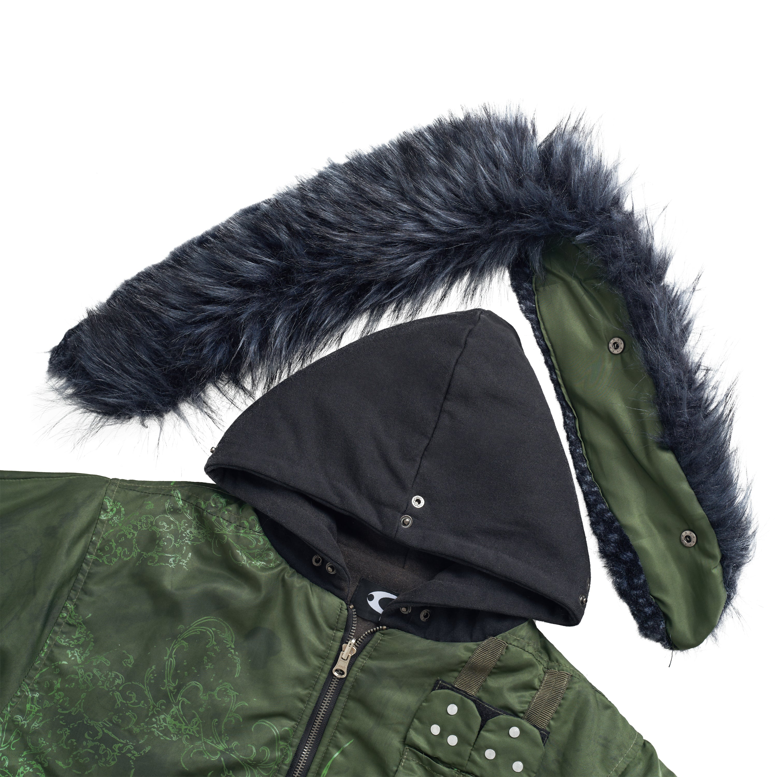 COZY CHAOS OLIVE REVERSIBLE BOMBER JACKET - Image 9