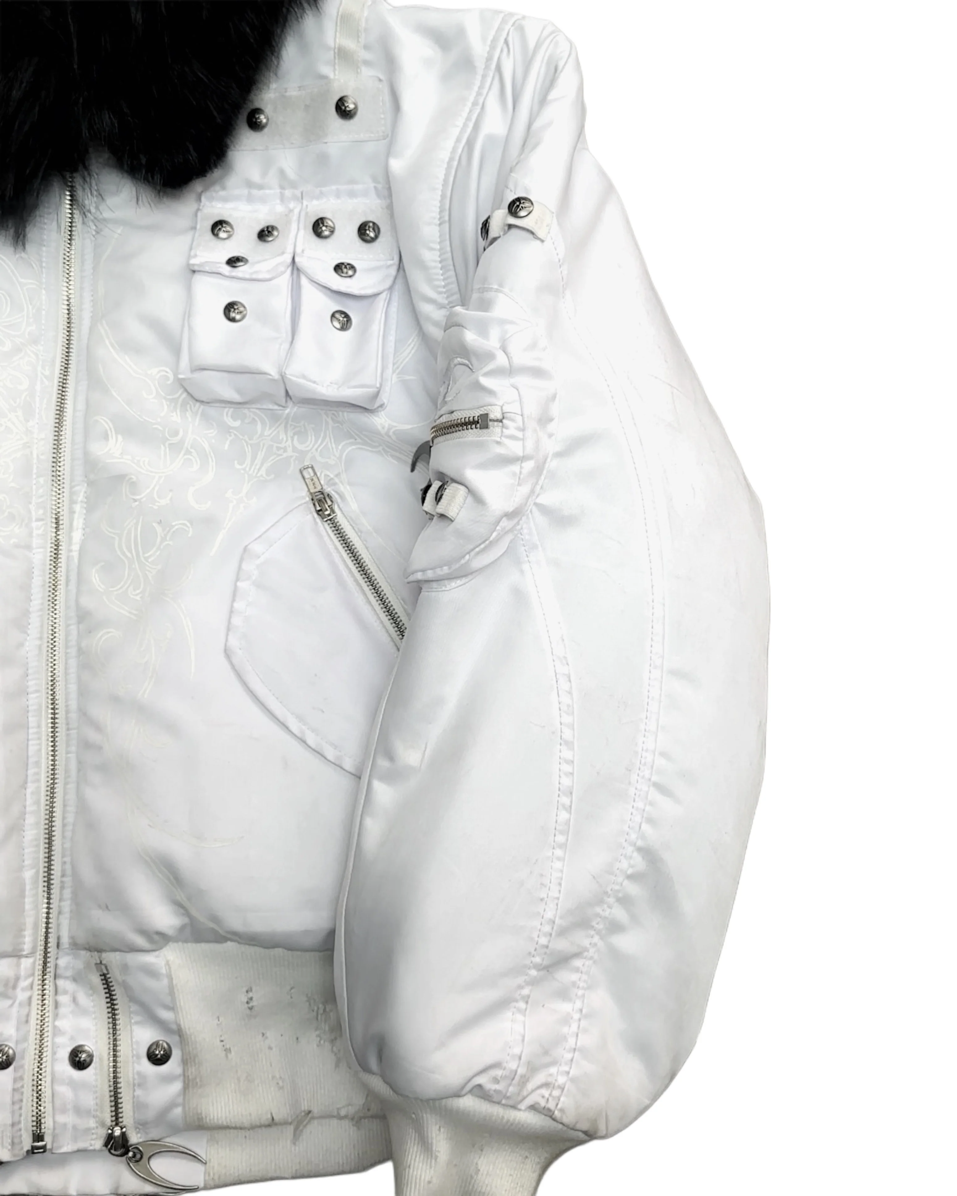 COZY CHAOS WHITE REVERSIBLE BOMBER JACKET - Image 3