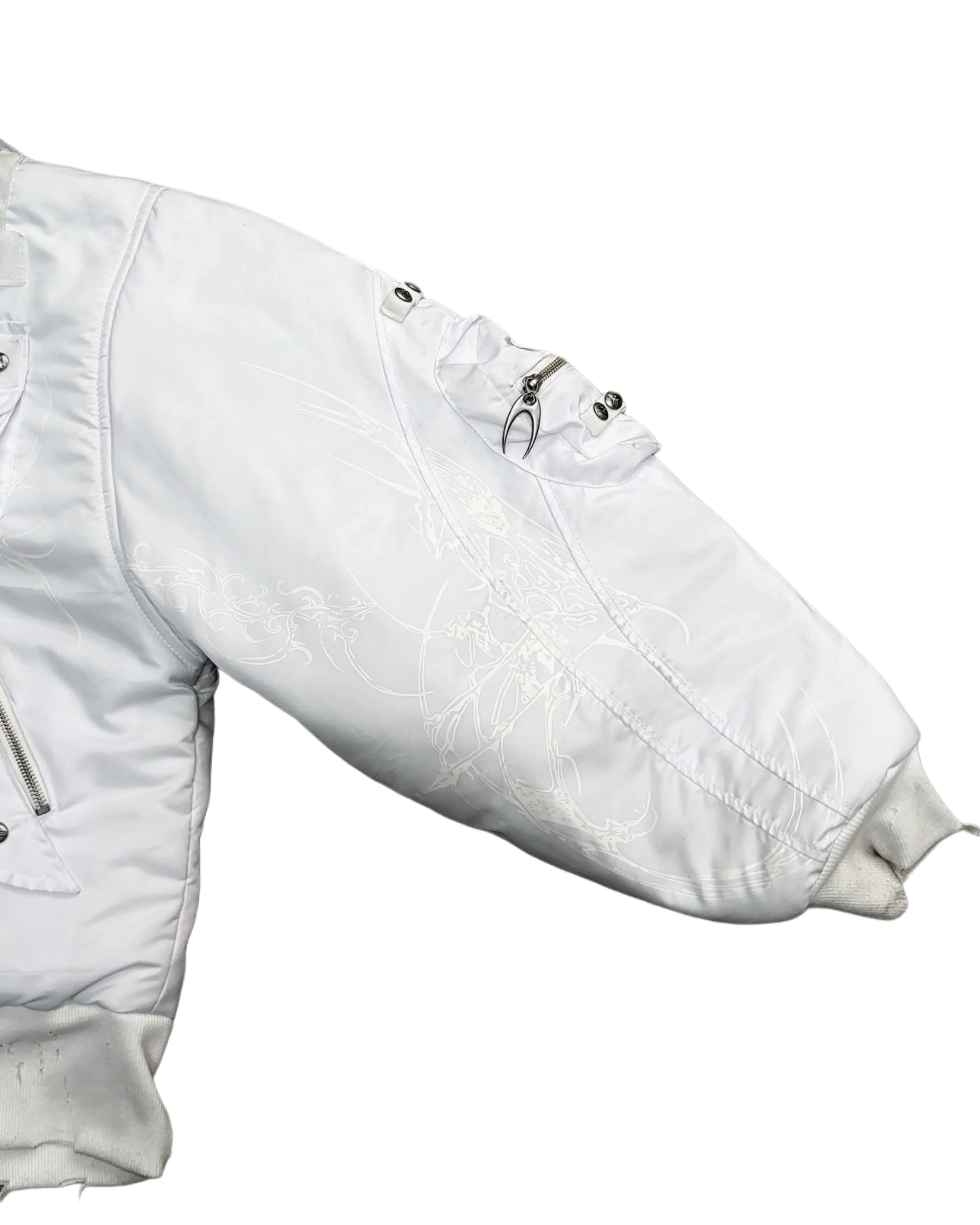 COZY CHAOS WHITE REVERSIBLE BOMBER JACKET - Image 4