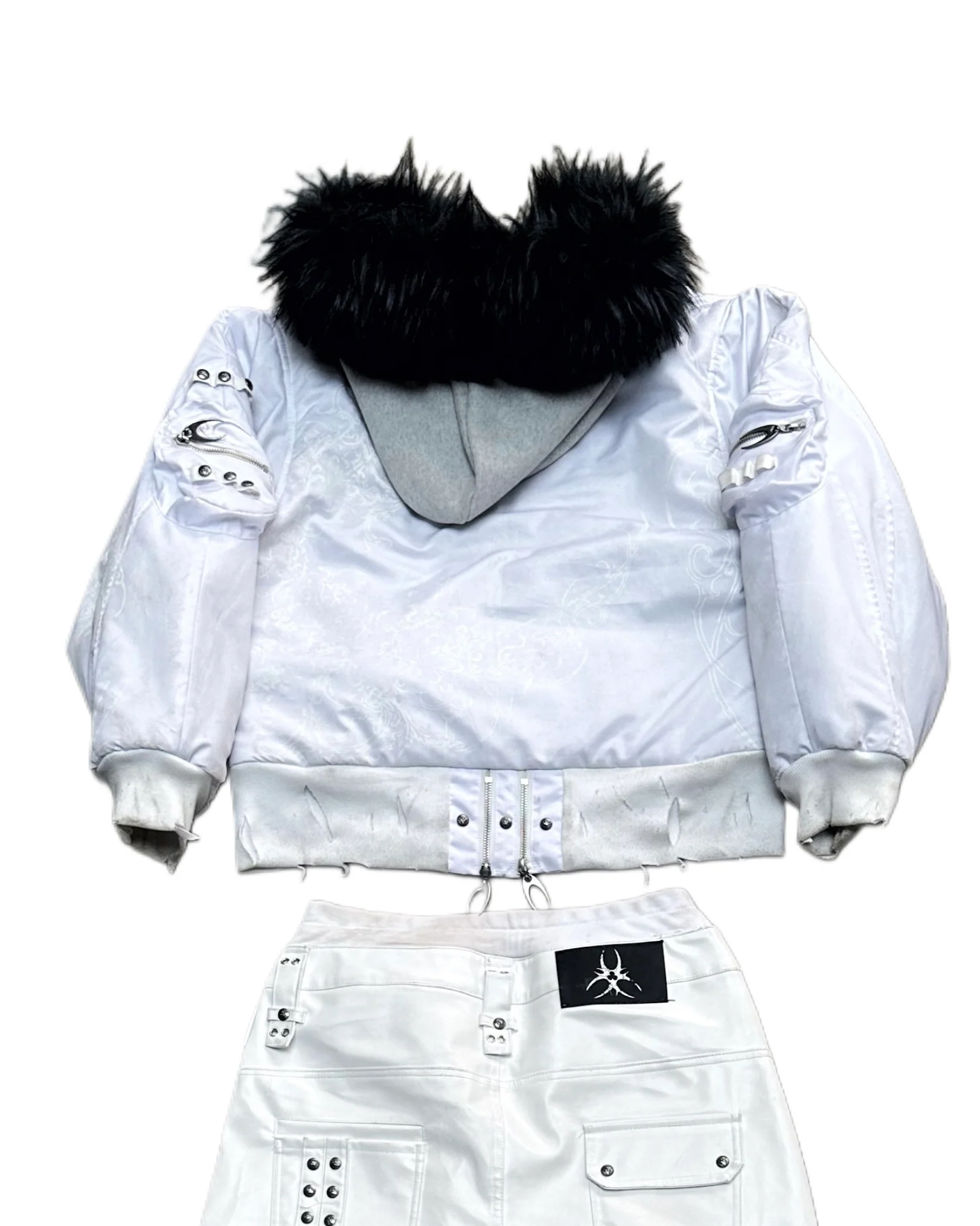 COZY CHAOS WHITE REVERSIBLE BOMBER JACKET - Image 6