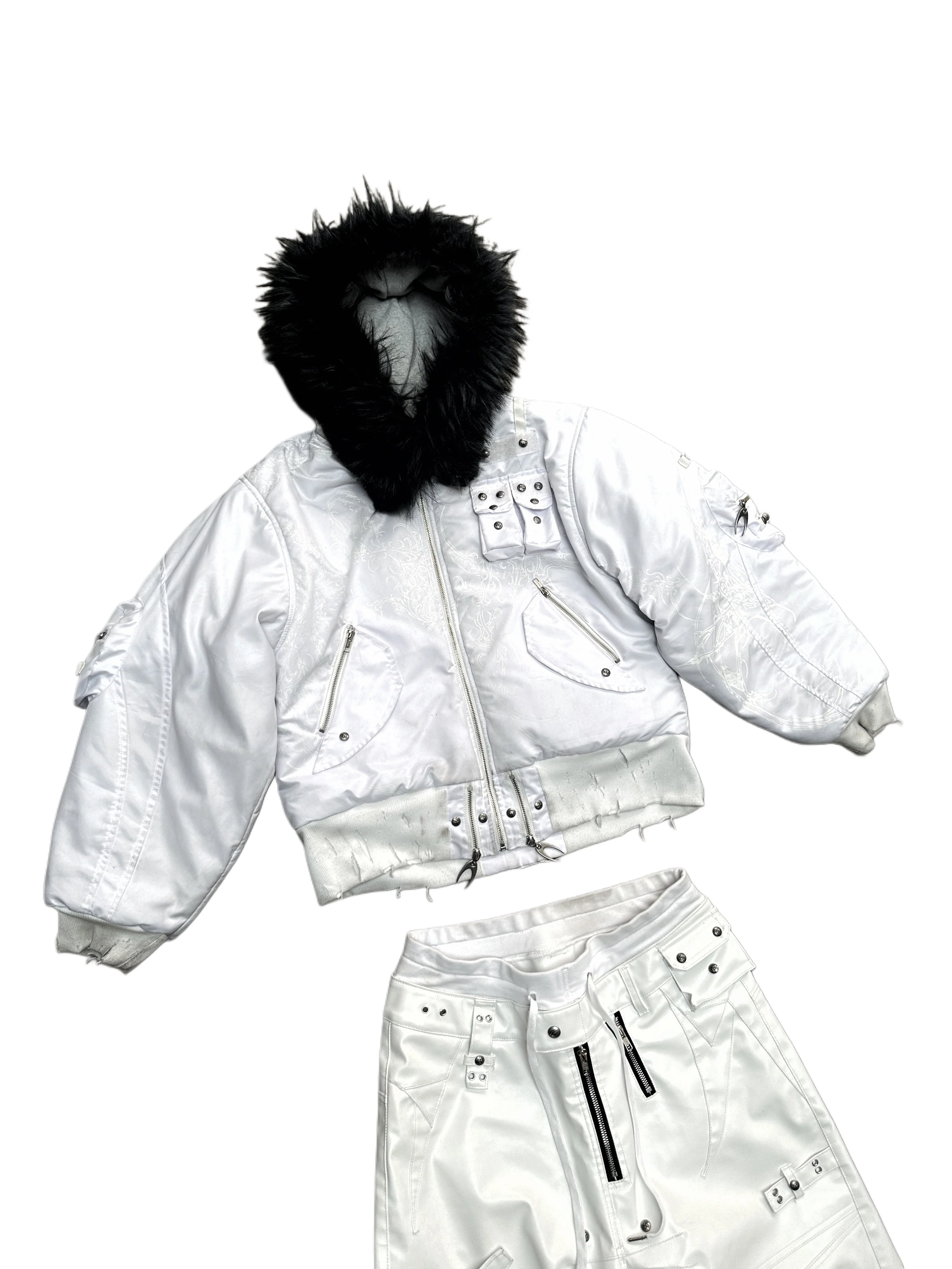 COZY CHAOS WHITE REVERSIBLE BOMBER JACKET - Image 7