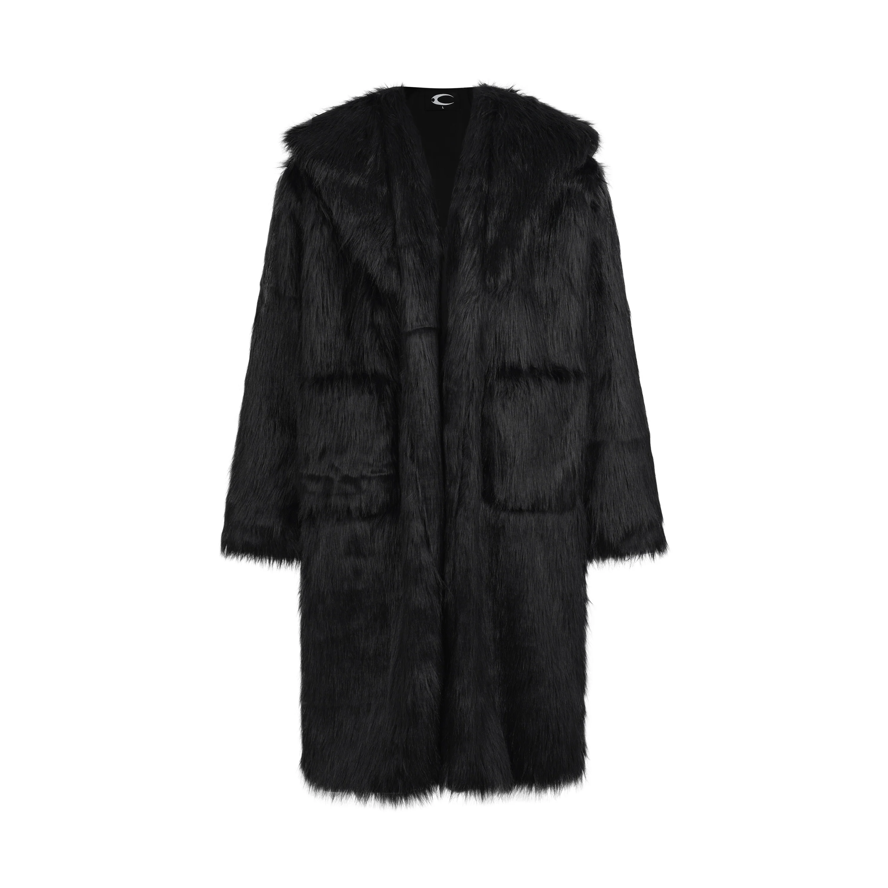 CZ FAUX FUR LONG COAT ( BLACK ) - Image 5