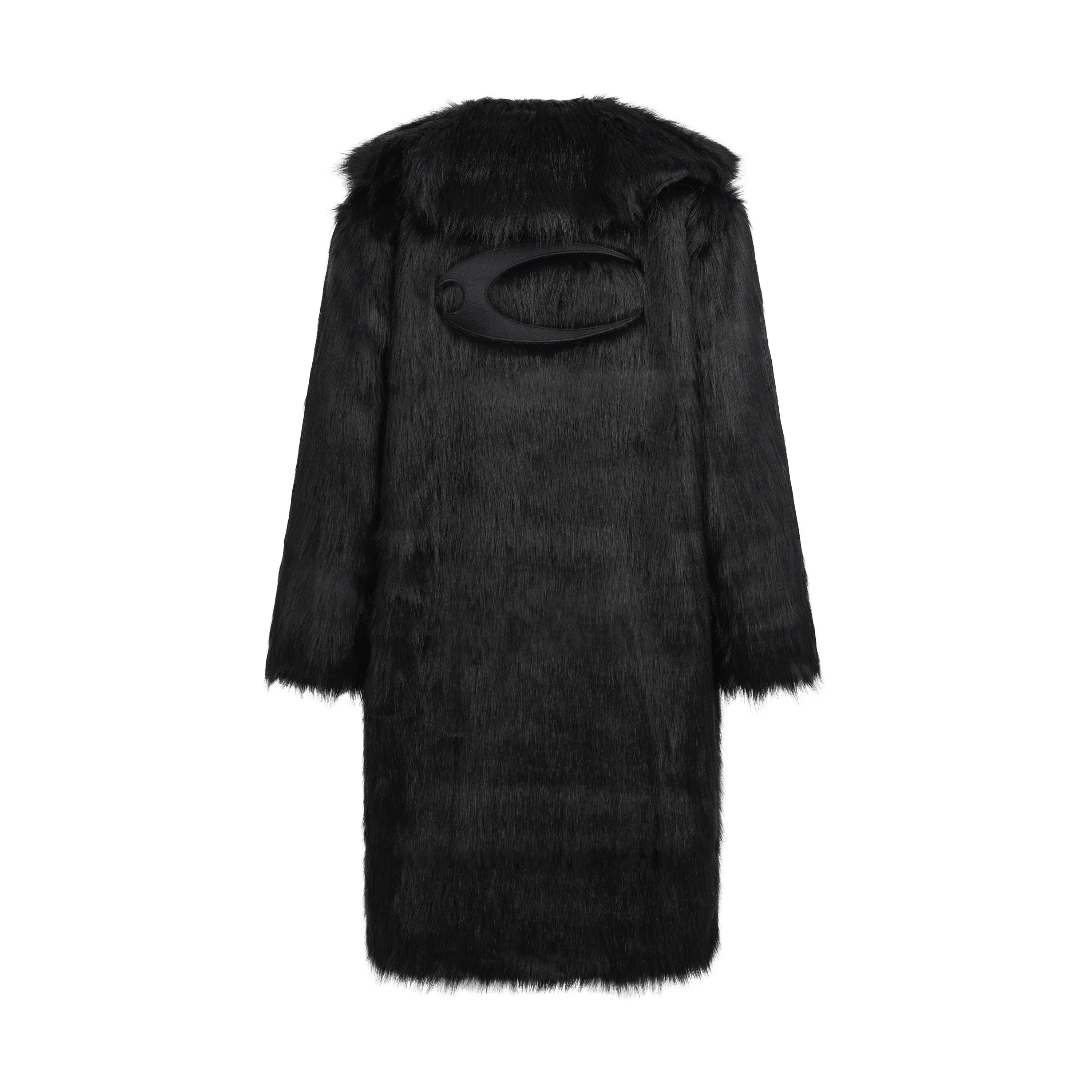 CZ FAUX FUR LONG COAT ( BLACK ) - Image 6
