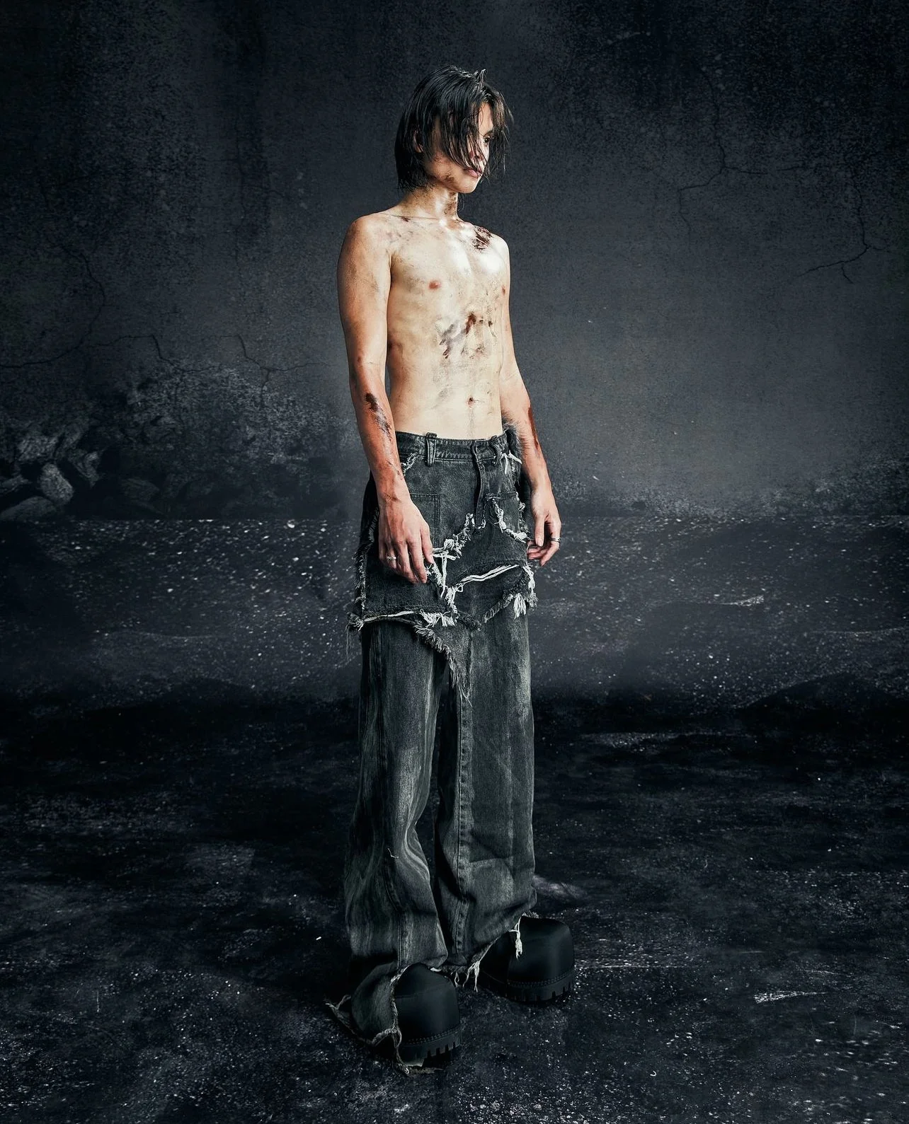 ØSAMA GREY DIRTY SKIRT PANTS - Image 6