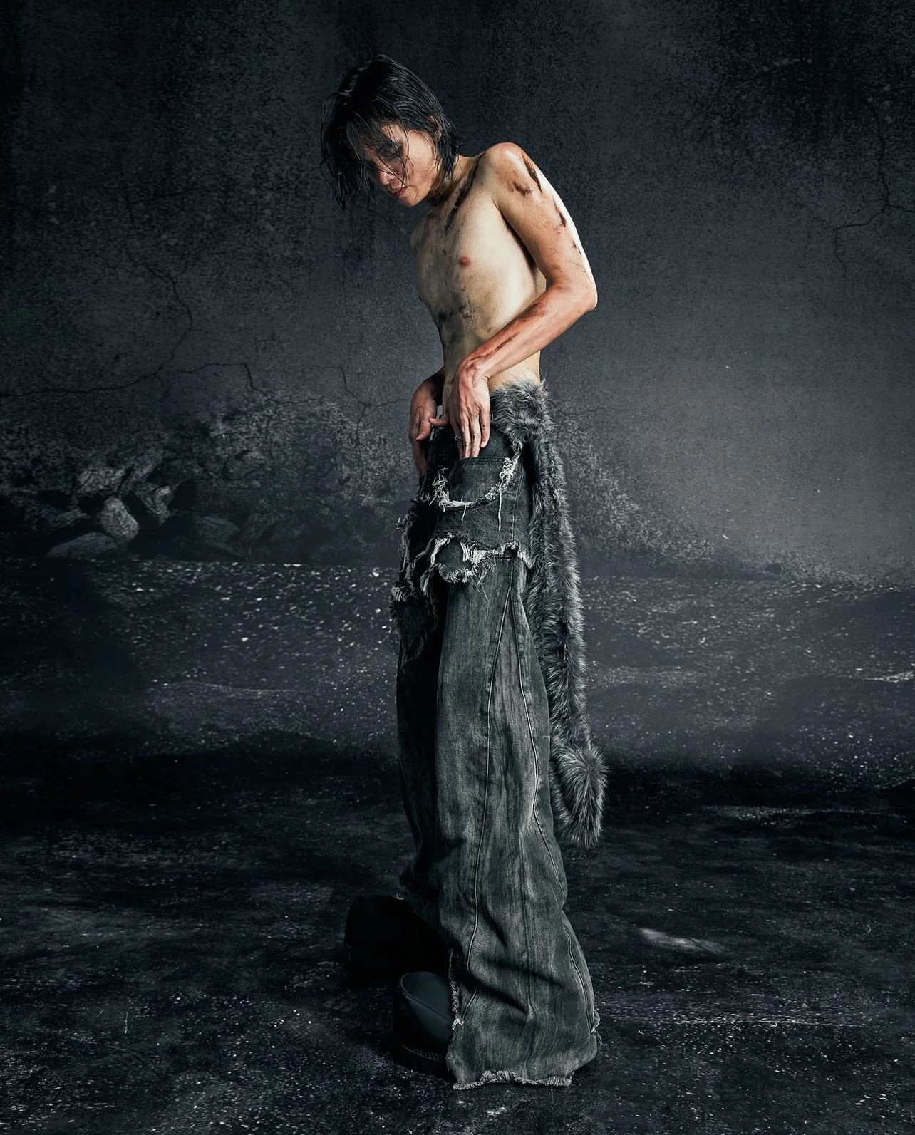 ØSAMA GREY DIRTY SKIRT PANTS - Image 7