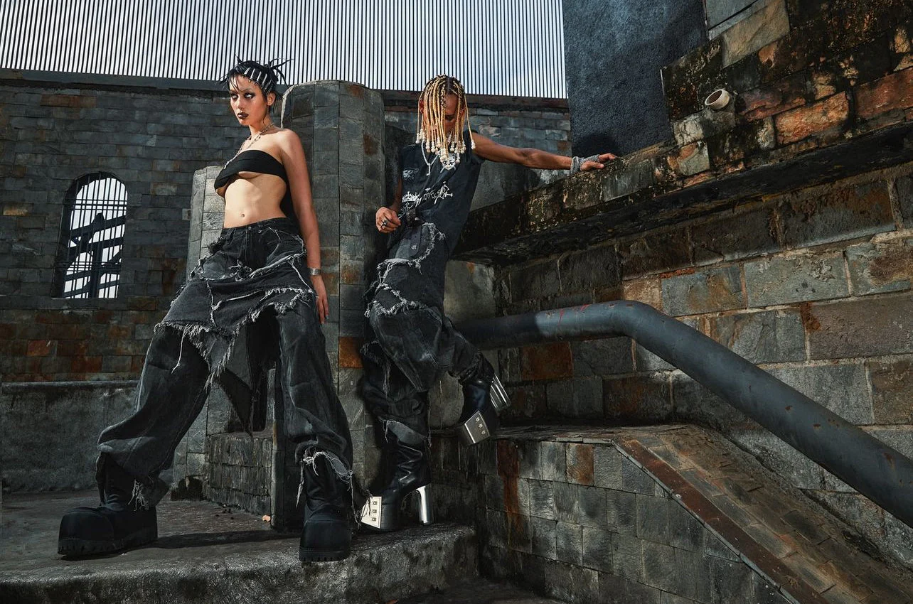 ØSAMA GREY DIRTY SKIRT PANTS - Image 9