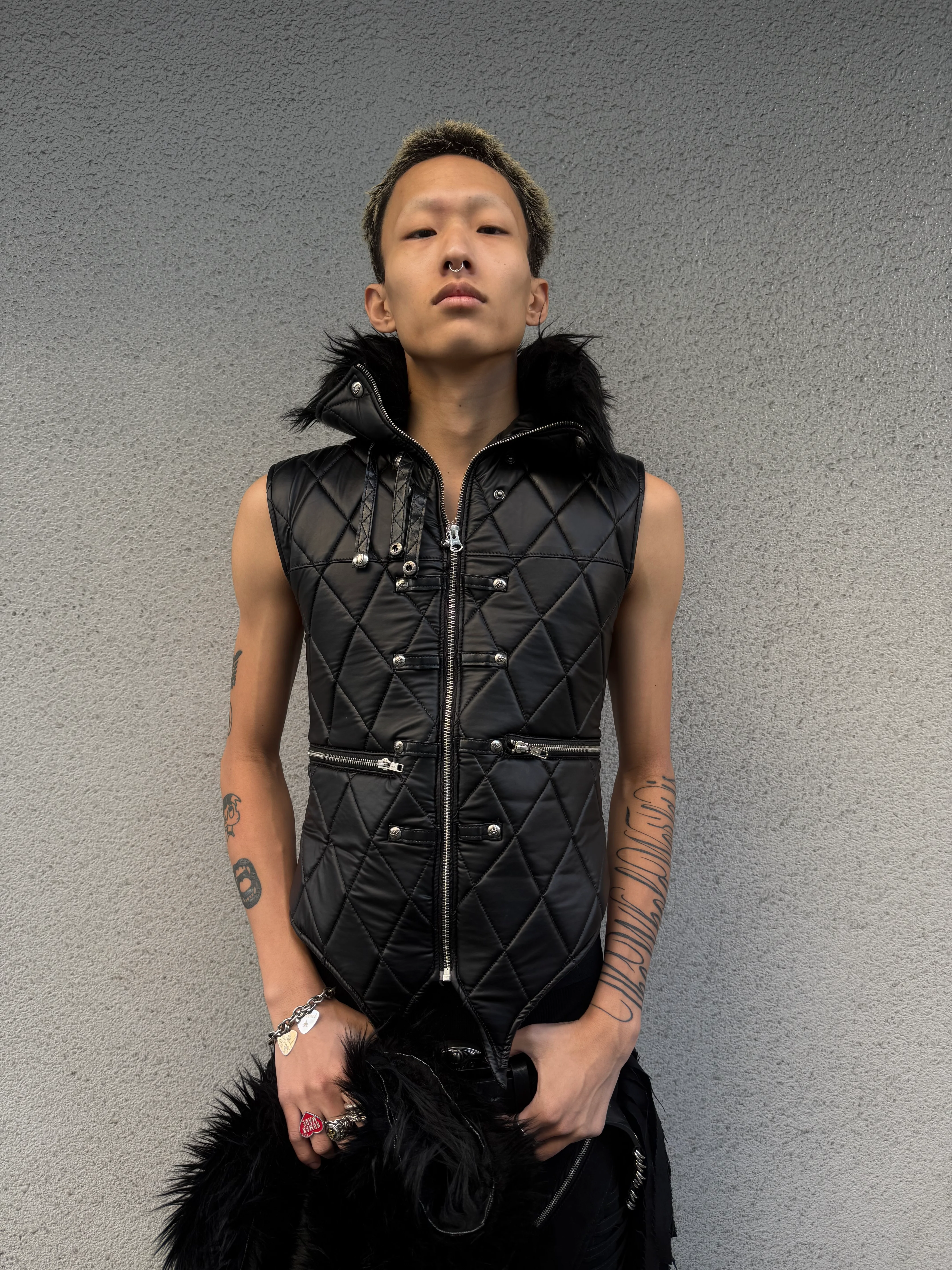 SL Black Covenant Fur Leather Vest - Image 5