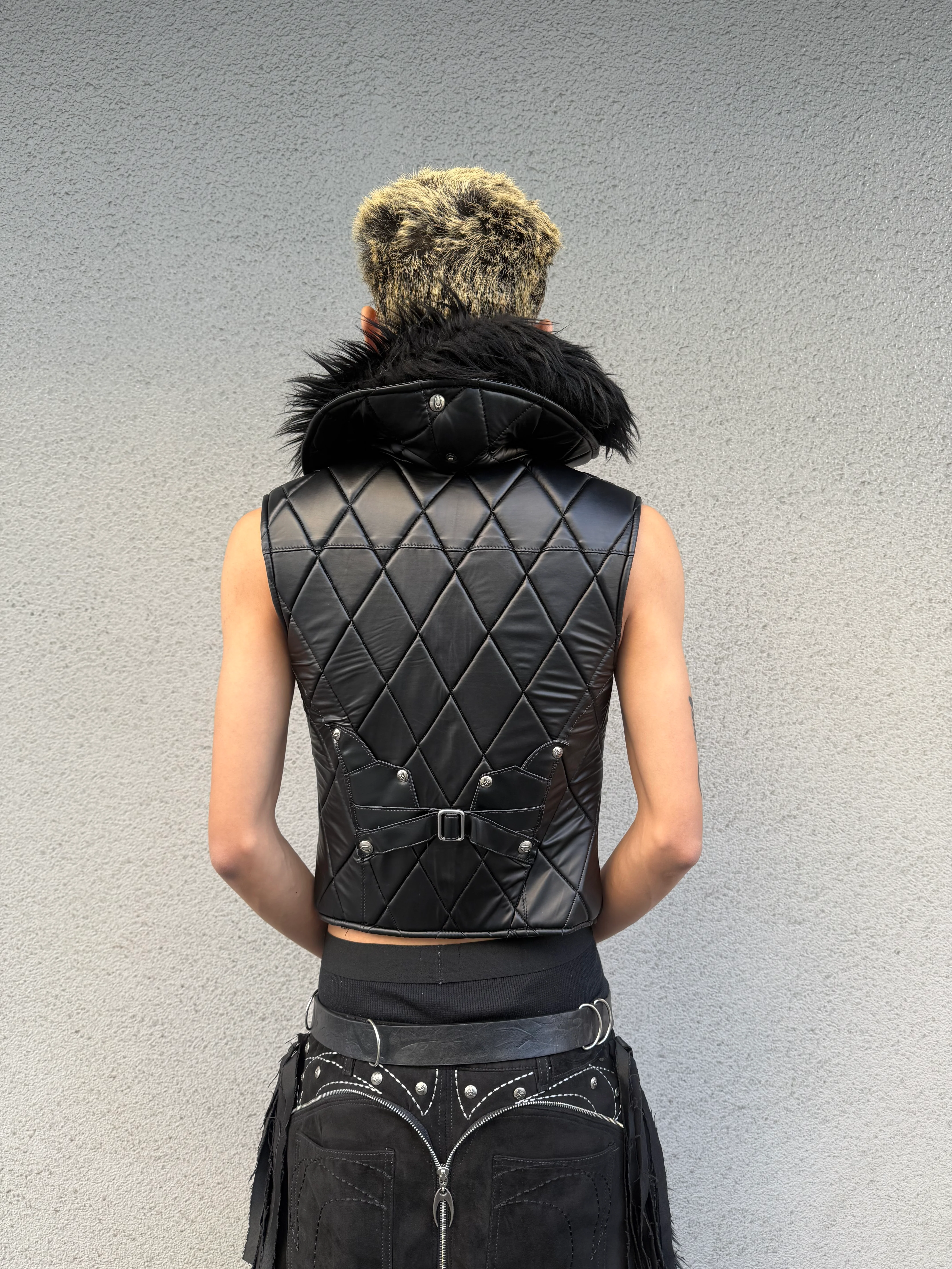 SL Black Covenant Fur Leather Vest - Image 6