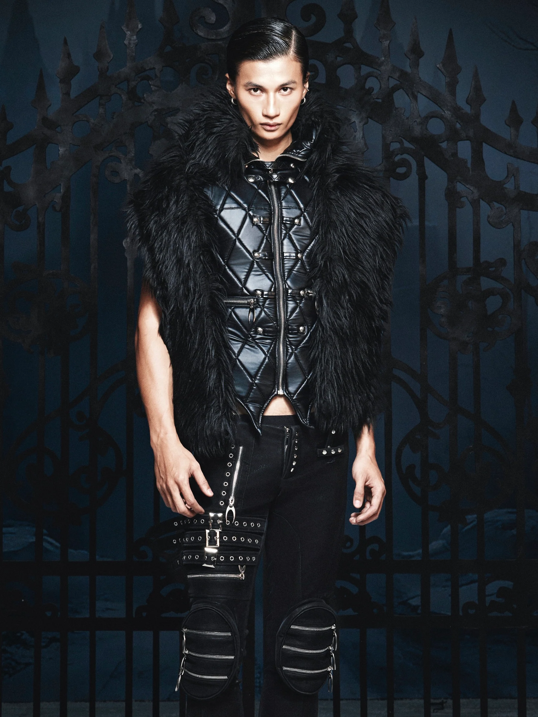 SL Black Covenant Fur Leather Vest - Image 7