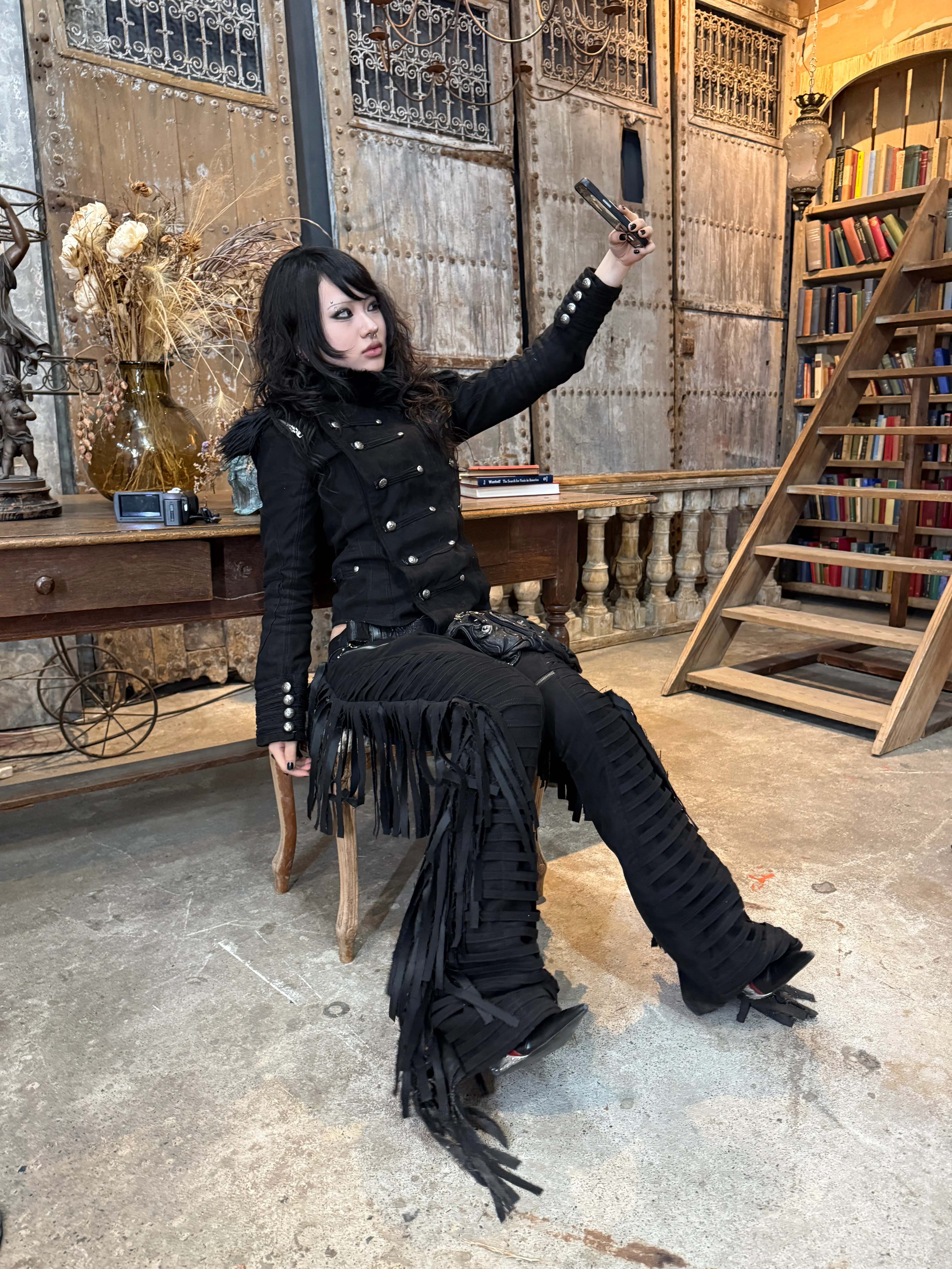 SL Black Fur Leather Jacket - Image 11